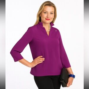 Nina McLemore magenta/purple tunic with 3/4 sleeves size 6